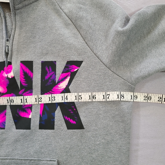 Victoria's Secret PINK Bling Gray Floral Quarter Zip Pullover Size Small - Picture 8 of 9